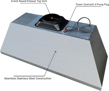CT Copper Tailor Sloped Copper Vent Hood Wall Mount, 1260 CFM Exhaust Fan - Image 9