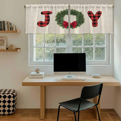 Red Green Christmas Kitchen Tier Curtains 36 Inch Long 2 Panel Set, Rod Pocket - Image 6