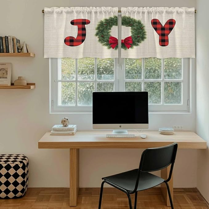 Red Green Christmas Kitchen Tier Curtains 24 Inch Long 2 Panel Set, Rod Pocket - Image 6