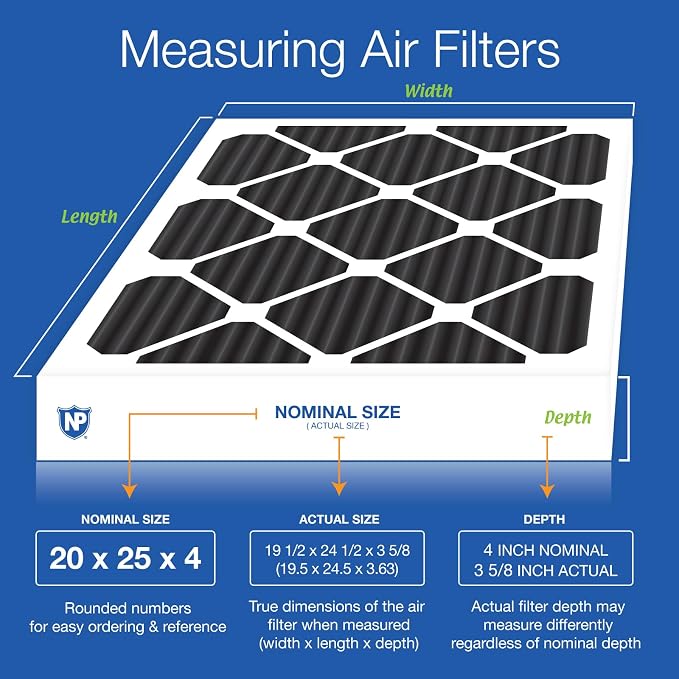 Nordic Pure 20x25x4 Pure Carbon Pleated Odor Reduction Merv 8 Furnace Filters 2 - Image 2