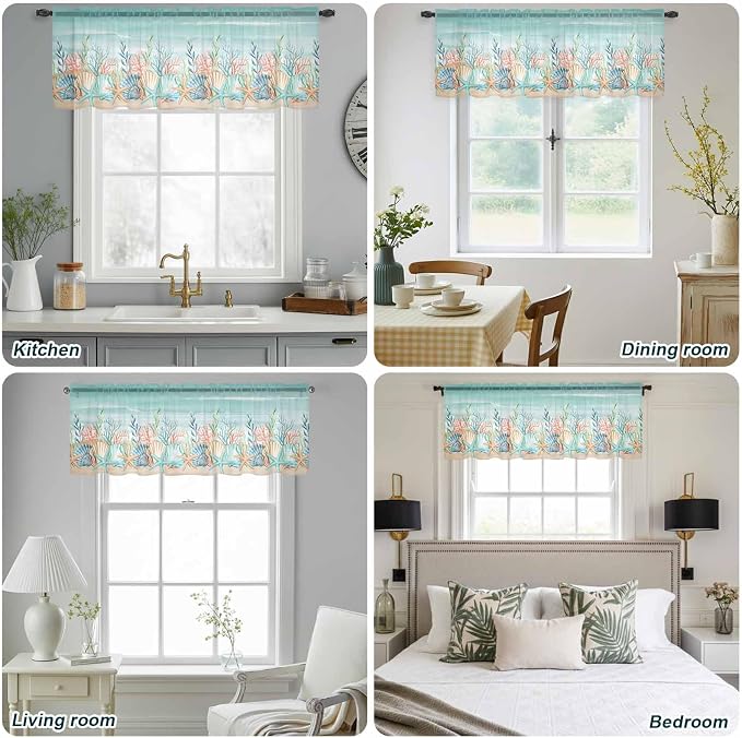 Summer Beach Sheer Valance Curtains - Image 9