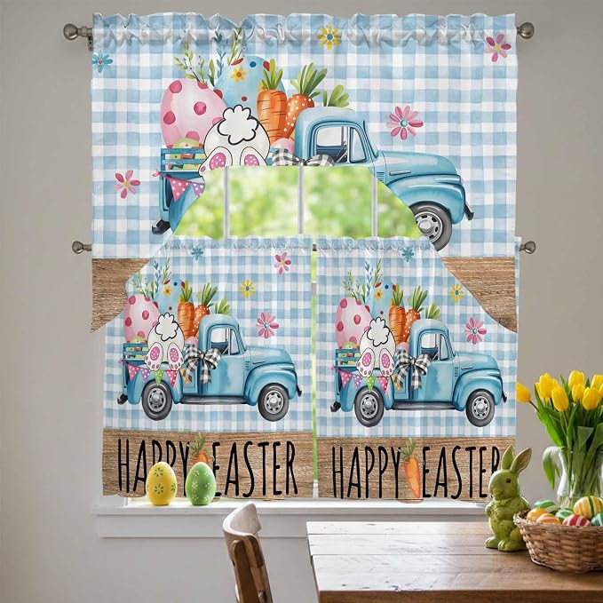 Swag Valance Curtains, Easter Truck - Image 3