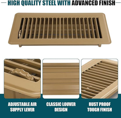 VOISEN Floor Register 4x10, 10 Pack Brown Floor Register Vents, Heavy Duty - Image 5