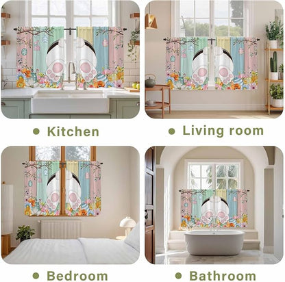Easter Kitchen Tier Curtains 45 Inch Long 2 Panel Set, Rod Pocket Short Window - Image 8