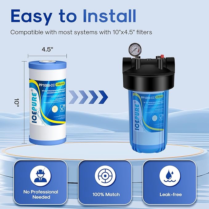 5 Micron 10" x 4.5" Whole House Water Filter Compatible - Image 6