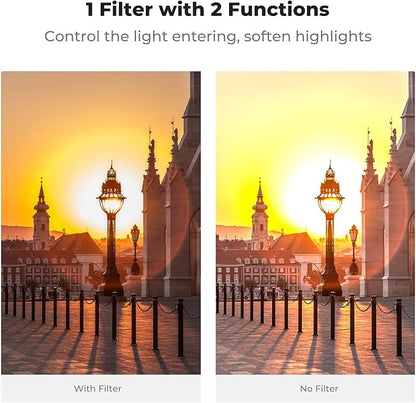 K&F CONCEPT 62mm Black Diffusion Mist 1/4 Effect & Variable ND2-400 ND Lens - Image 3