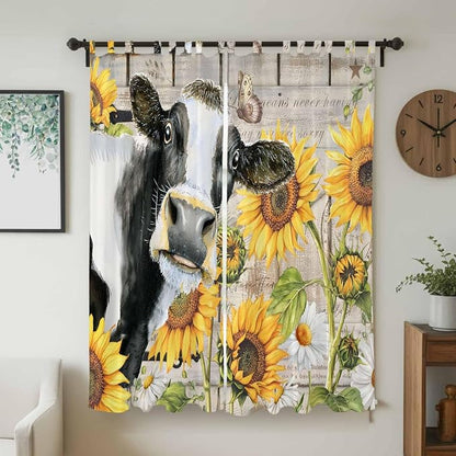 Yellow Sunflowers Living Room Curtains 84 Inch Length, Window Curtains Tab Top - Image 2