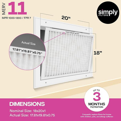 Simply 18x20x1 Air Filter, MERV 11, 4 Pack, - Image 3