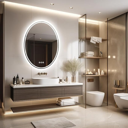 LUVODI Lighted LED Bathroom Mirror: 28”x20” Oval Anti-Fog Dimmable Wall Mounted - Image 7