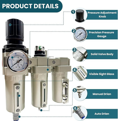 Upgraded 1/2" NPT Heavy Duty Industrial Grade 3 Stage Air Drying System - Image 3