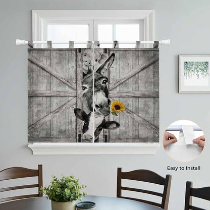 Funny Farm Animals Kitchen Curtains 45 Inch Length, Short Cafe Window Curtains - Image 4