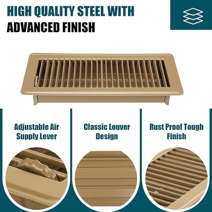 VOISEN Floor Register 4x12, 4 Pack Floor Vent Covers, Steel Adjustable Air - Image 4