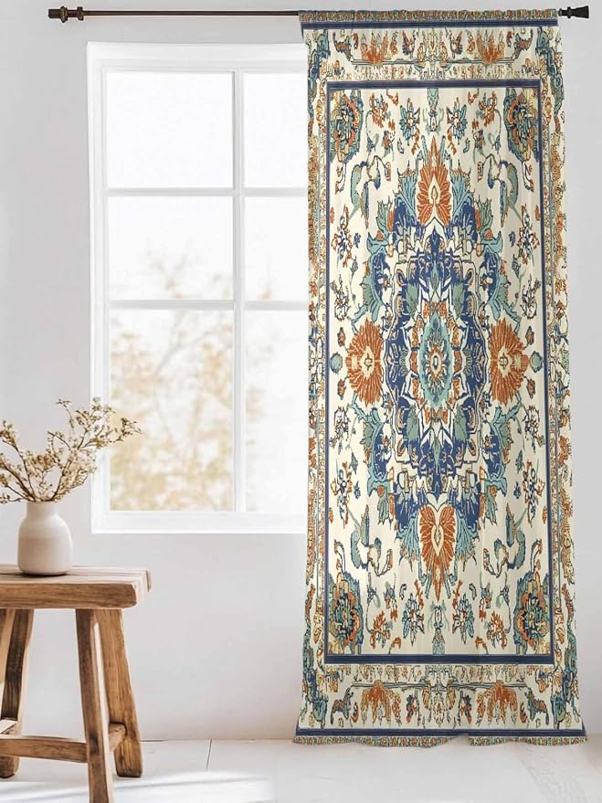 Sheer Curtains 84 Inches Long, Southwest Farmhouse Semi Sheer Curtains Light - Image 3