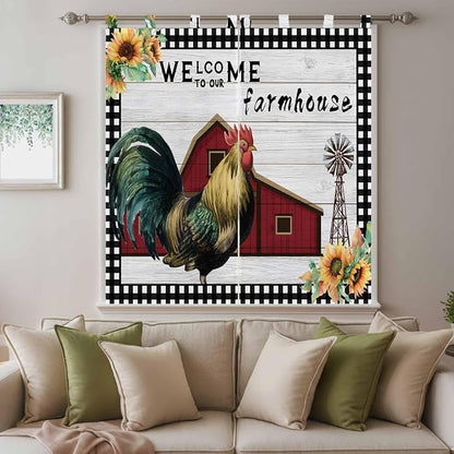 Farmhouse Rooster Living Room Curtains 84 Inch Length, Window Curtains Tab Top - Image 9