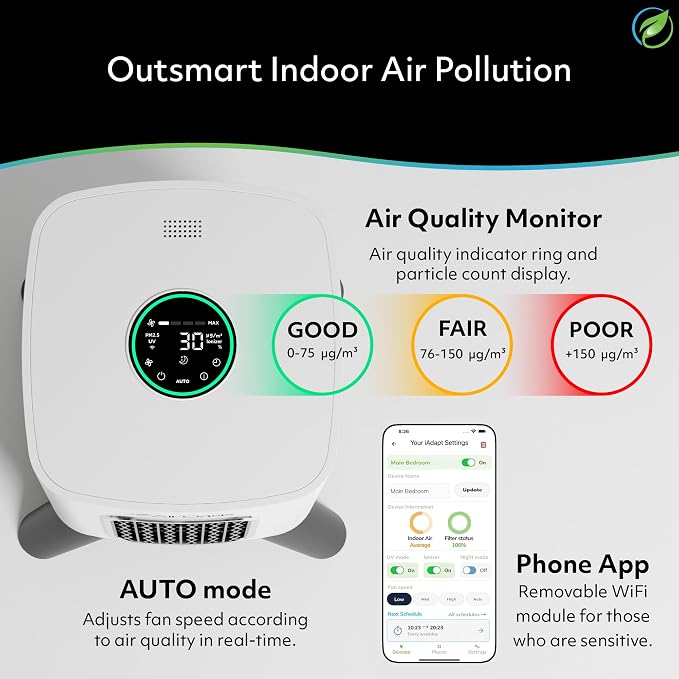 Air Oasis iAdaptAir 2.0 H13 HEPA Filter Air Purifier Reduces 99% of Viruses - Image 8