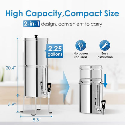 Waterdrop Gravity-fed Water Filter System, 2.25G Stainless-Steel System - Image 6