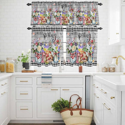 Spring Flowers Kitchen Curtains Set 3 Piece - Image 3