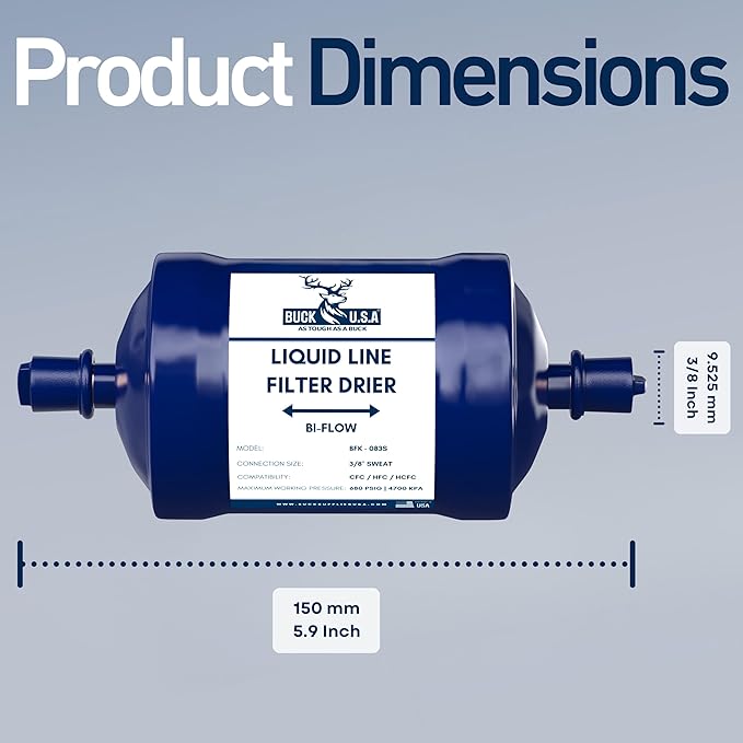 Buck Bi-Flow Refrigerant Liquid Line Filter Drier 3/8" ODF Sweat BFK-083S - Image 5