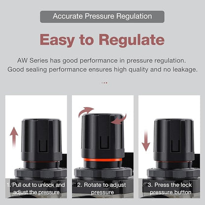SNS Compressed Air Filter Regulator Piggyback Combo 3/8''NPT- Poly Bowl - Image 2
