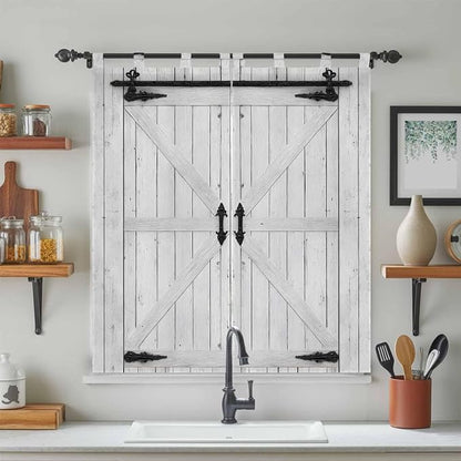 Farmhouse Wood Grain Bedroom Curtains 72 Inch Length, Window Curtains Tab Top - Image 3