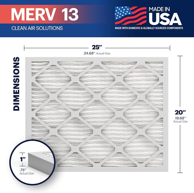 BNX TruFilter 20x25x1 MERV 13 AC Furnace Air Filter - Image 2