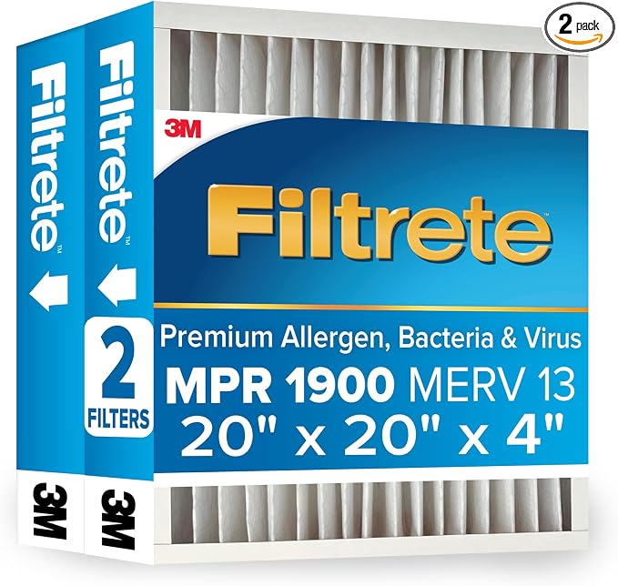 Filtrete 20x20x4 AC Furnace Air Filter, MERV 13, MPR 1900, Premium Allergen by Filtrete