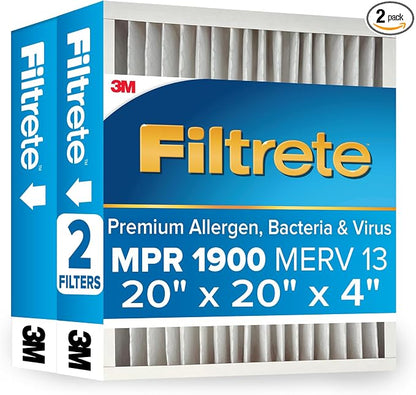 Filtrete 20x20x4 AC Furnace Air Filter, MERV 13, MPR 1900, Premium Allergen by Filtrete