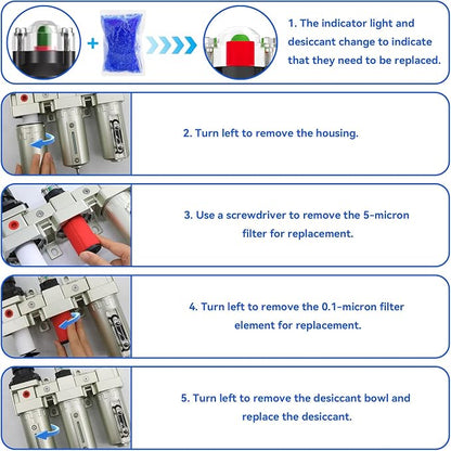 3/4" NPT Industrial Grade 3 Stage Air Drying System, Air Compressor Water - Image 7