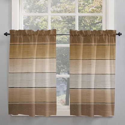 Vintage Brown Gradient Wood Grain Window Valance Curtains, Farmhouse Wood Barn - Image 2
