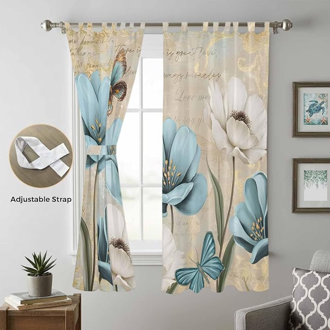 Spring Flowers Living Room Curtains 84 Inch Length, Window Curtains Tab Top - Image 5