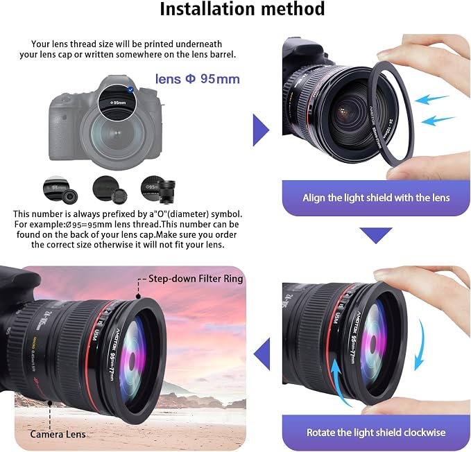 95mm Lens to 77mm Camera Lens Adapter, 95mm to 77mm Filter Step-Down Ring - Image 5