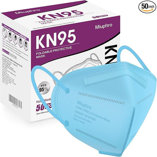 Miuphro KN95 Face Mask 50 Pack, Disposable Respirator Masks, 5 Layer Design by Miuphro