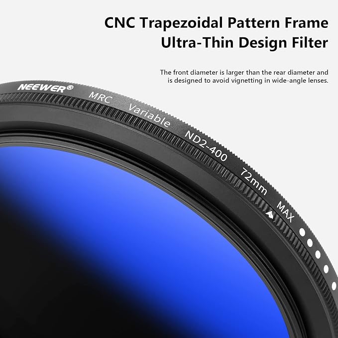 NEEWER 72mm Variable ND Filter ND2-ND400, Neutral Density Filter, Water and - Image 4