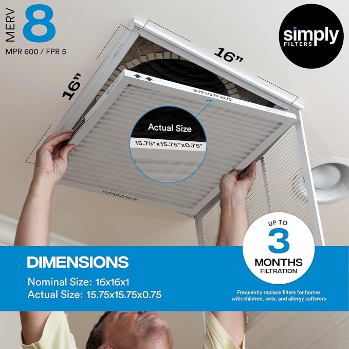 Simply 16x16x1 Air Filter, MERV 8, 12 Pack, - Image 3