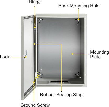 VEVOR NEMA Steel Enclosure, IP66 Waterproof & Dustproof, Outdoor/Indoor - Image 9