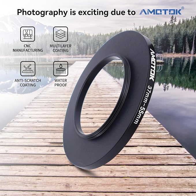 37mm Lens to 55mm Camera Lens Adapter, 37mm to 55mm Filter Step up Ring Adapter - Image 2