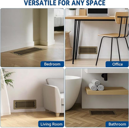 4" x 10" Floor Register Vent Covers 4-Pack, Walkable Powder-Coated Metal Vent - Image 8