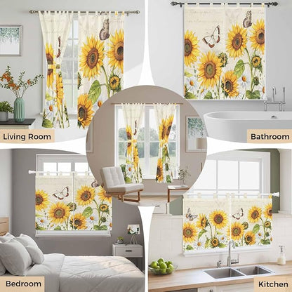 Farm Sunflowers Living Room Curtains 84 Inch Length, Window Curtains Tab Top - Image 7