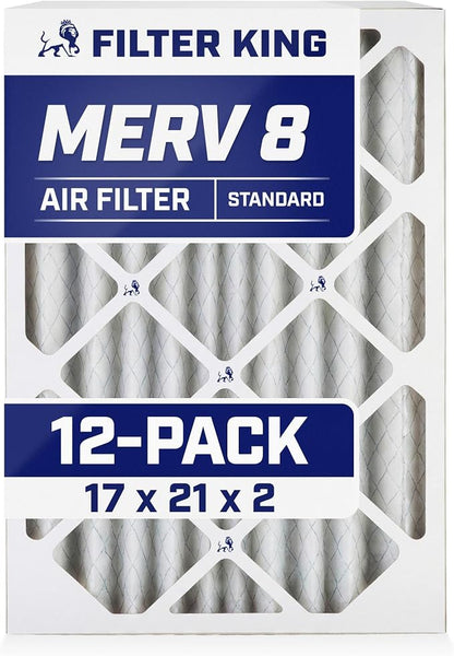 Filter King 17x21x2 Air Filter | 12-PACK | MERV 8 HVAC Pleated A/C Furnace by FilterKing