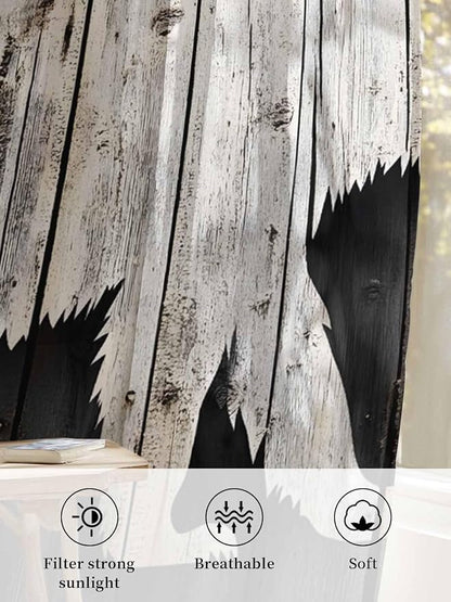 Sheer Curtains 63 Inch Length, Farmhouse Country Rustic Wooden Grain Privacy - Image 6
