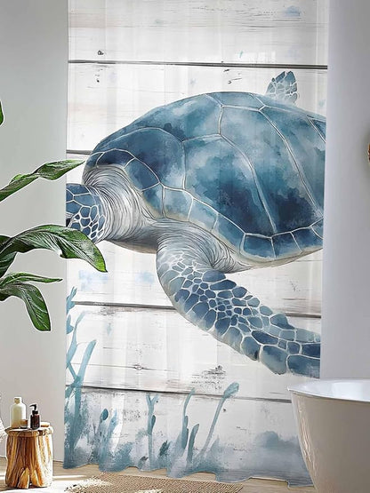 Sheer Curtains 84 Inches Long, Ocean Sea Turtle Semi Sheer Curtains Light - Image 4