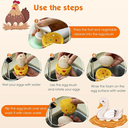 Egg Brush Cleaner, Egg Cleaner for Fresh Eggs, Cute Chick Shaped Egg Wash and - Image 4