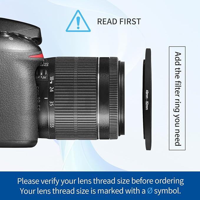 49-82mm Step-Up Ring Adapter, 49mm to 82mm Step Up Filter Ring - Image 4