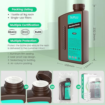 SUNLU 3D Printer Resin 3kg, Fast Curing Standard 3D Resin - Image 7