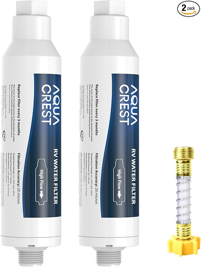 AQUA CREST RV Inline Hose Water Filter, Garden and Camper, NSF Certified by AQUACREST