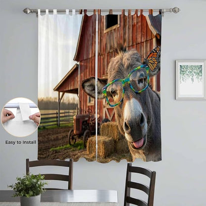 Farm Donkeys Living Room Curtains 84 Inch Length, Window Curtains Tab Top - Image 4