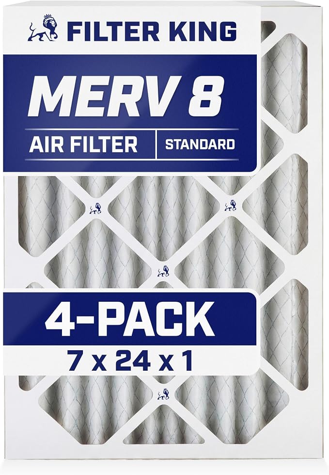 Filter King 7x24x1 Air Filter | 4-PACK | MERV 8 HVAC Pleated A/C Furnace by FilterKing
