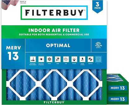 Filterbuy 20x20x2 Air Filter MERV 13 Optimal Smoke & Allergy Defense, by Filterbuy