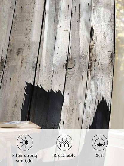 Sheer Curtains 108 Inches Long, Rustic Counrty Vintage Wood Grain Privacy Voile - Image 6