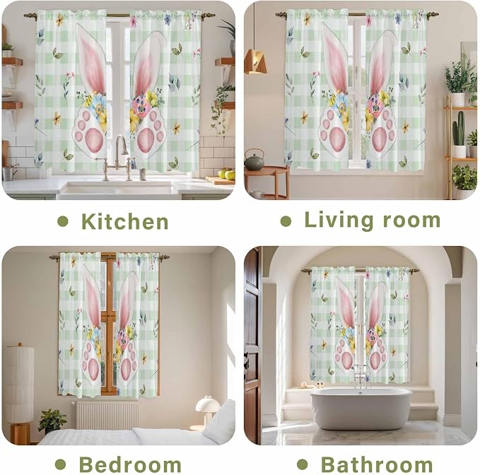 Easter Window Curtains 63 Inch Long 2 Panel Set, Rod Pocket Bedroom Curtains & - Image 8